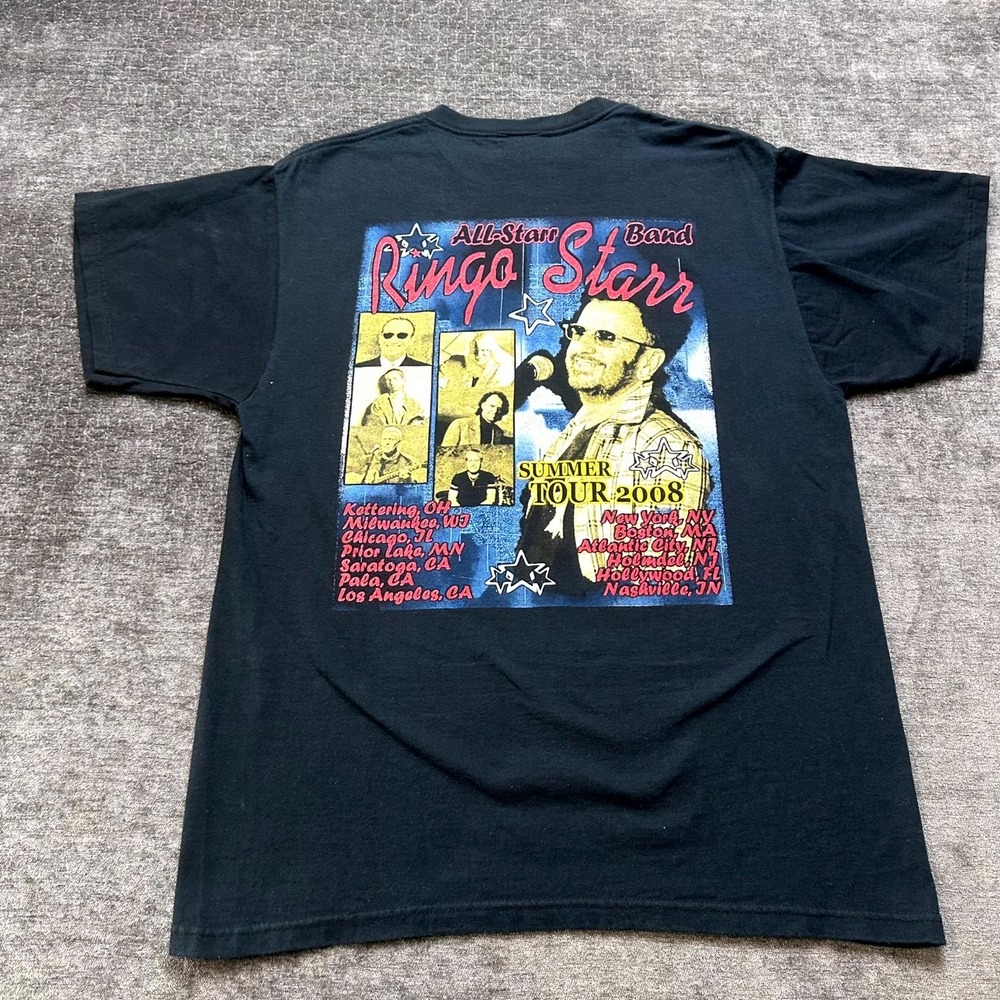 Ringo Starr and His All-Starr Band 2008 Summer Tour T-Shirt Mens L Black Graphic - Picture 5 of 6